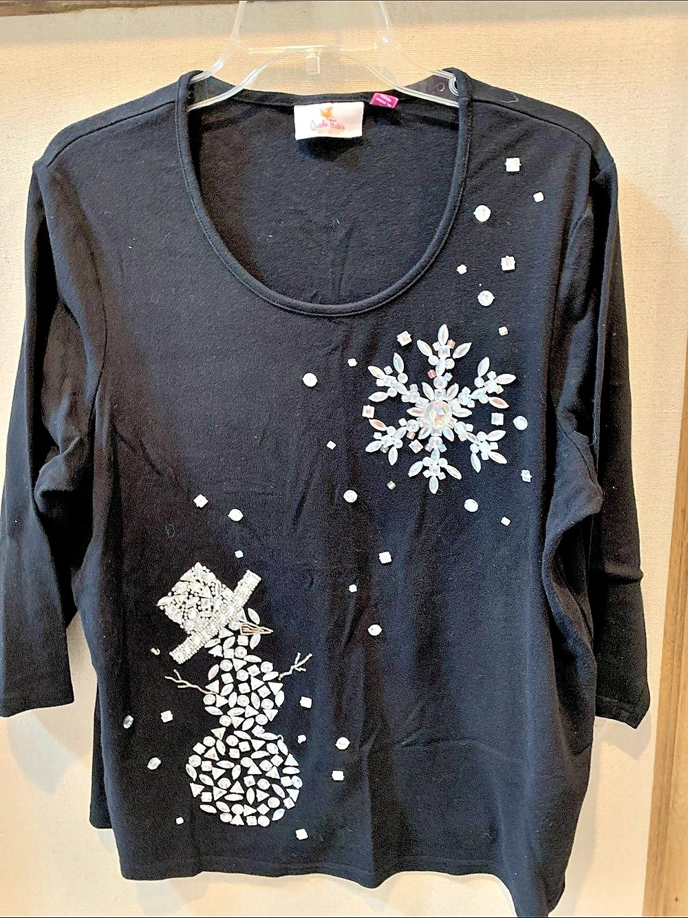 Quacker Factory Embellished Black Top